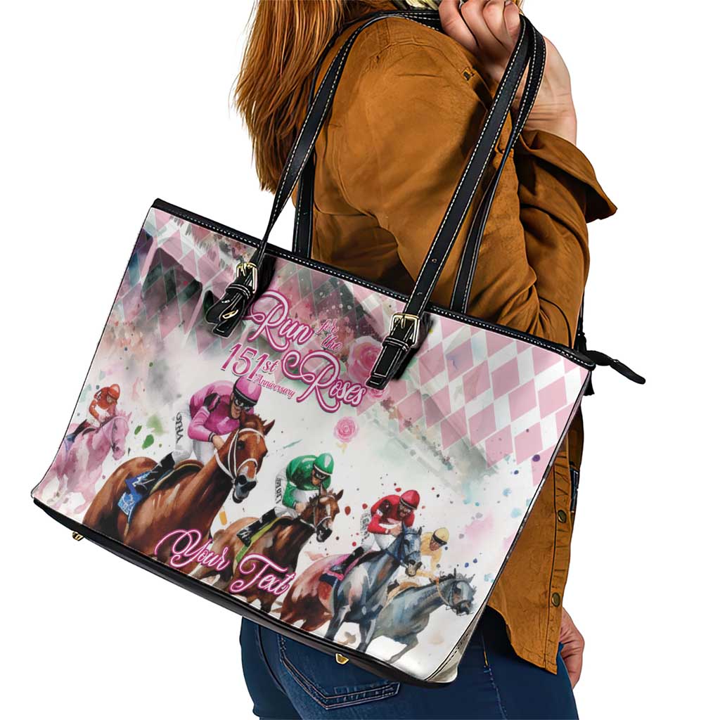 Personalized Kentucky Horse Racing Leather Tote Bag 151st Anniversary Run For The Roses