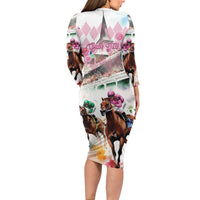 Personalized Kentucky Horse Racing Long Sleeve Bodycon Dress 151st Anniversary Run For The Roses