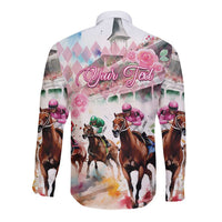 Personalized Kentucky Horse Racing Long Sleeve Button Shirt 151st Anniversary Run For The Roses