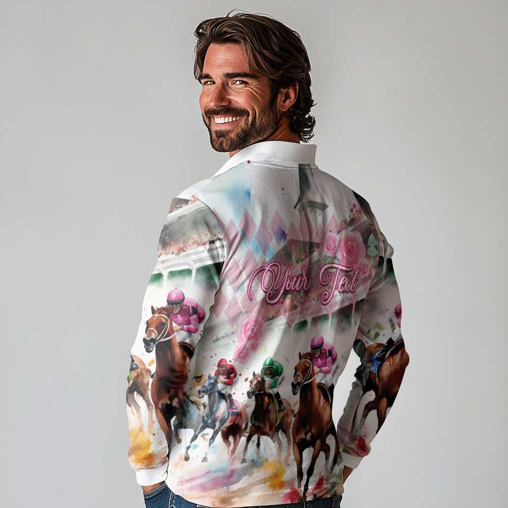 Personalized Kentucky Horse Racing Long Sleeve Polo Shirt 151st Anniversary Run For The Roses