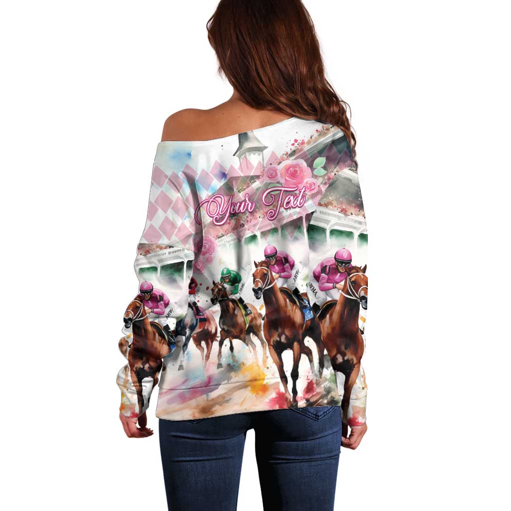 Personalized Kentucky Horse Racing Off Shoulder Sweater 151st Anniversary Run For The Roses
