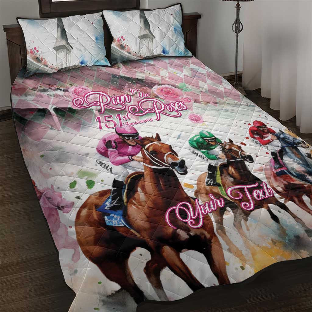 Personalized Kentucky Horse Racing Quilt Bed Set 151st Anniversary Run For The Roses