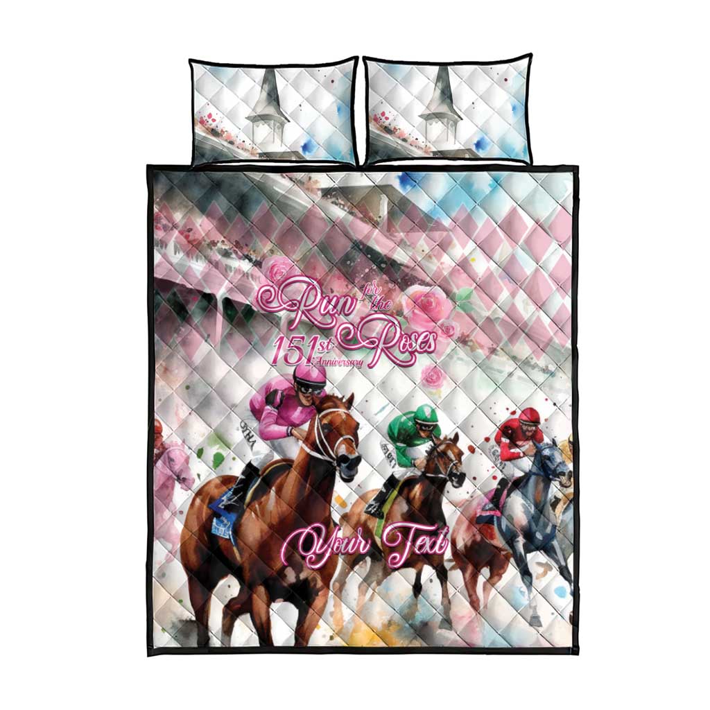 Personalized Kentucky Horse Racing Quilt Bed Set 151st Anniversary Run For The Roses