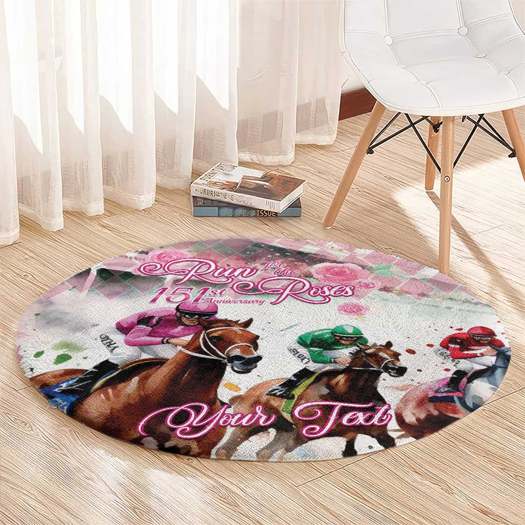 Personalized Kentucky Horse Racing Round Carpet 151st Anniversary Run For The Roses