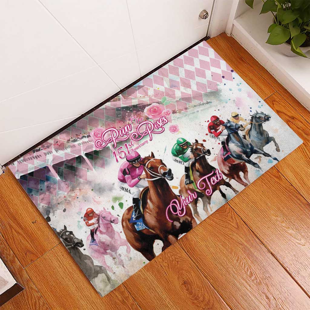 Personalized Kentucky Horse Racing Rubber Doormat 151st Anniversary Run For The Roses