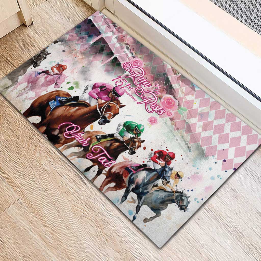 Personalized Kentucky Horse Racing Rubber Doormat 151st Anniversary Run For The Roses