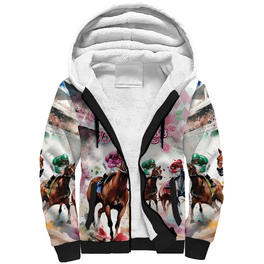 Personalized Kentucky Horse Racing Sherpa Hoodie 151st Anniversary Run For The Roses