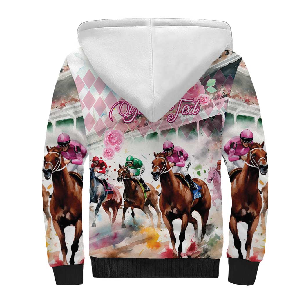 Personalized Kentucky Horse Racing Sherpa Hoodie 151st Anniversary Run For The Roses
