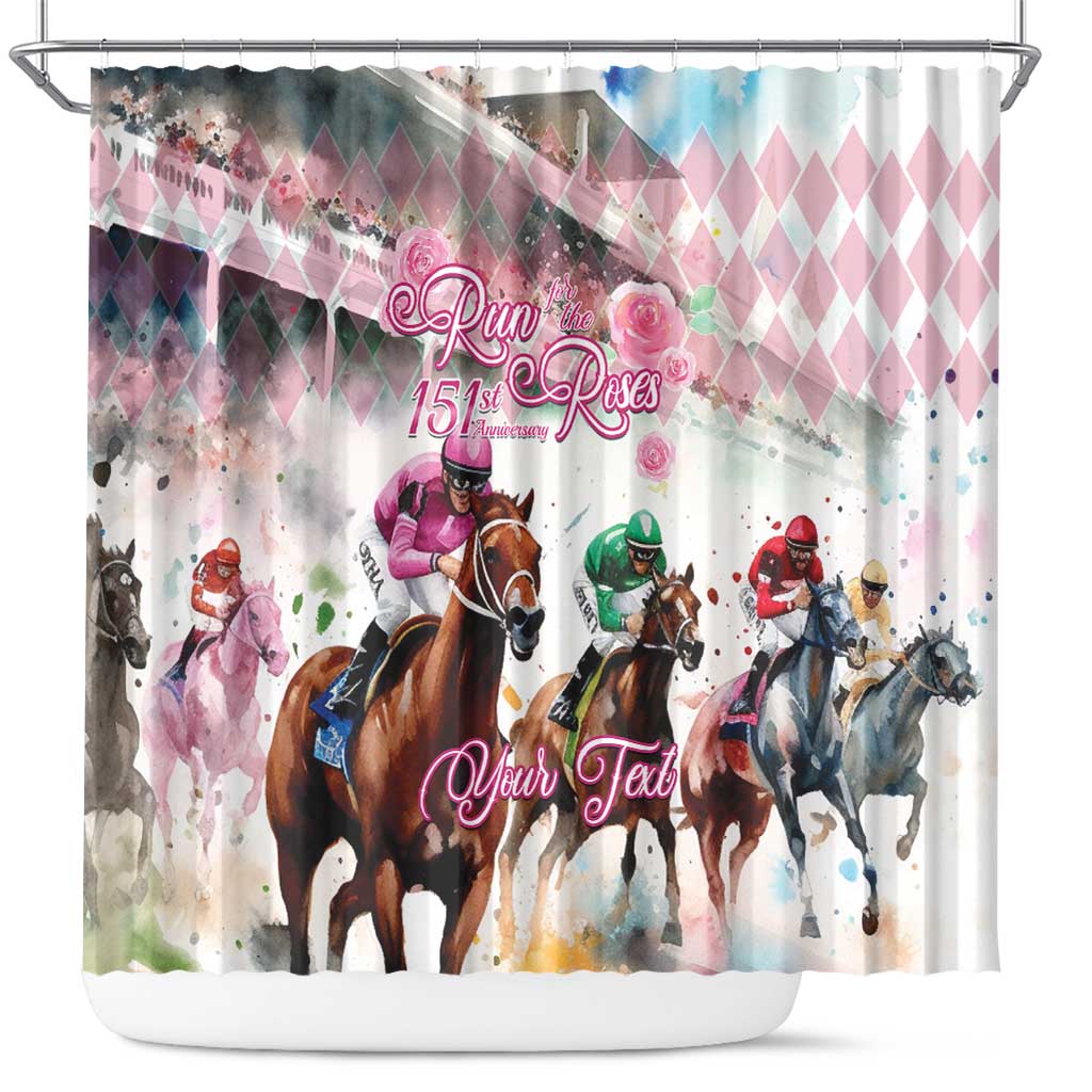 Personalized Kentucky Horse Racing Shower Curtain 151st Anniversary Run For The Roses