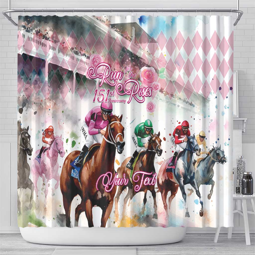 Personalized Kentucky Horse Racing Shower Curtain 151st Anniversary Run For The Roses