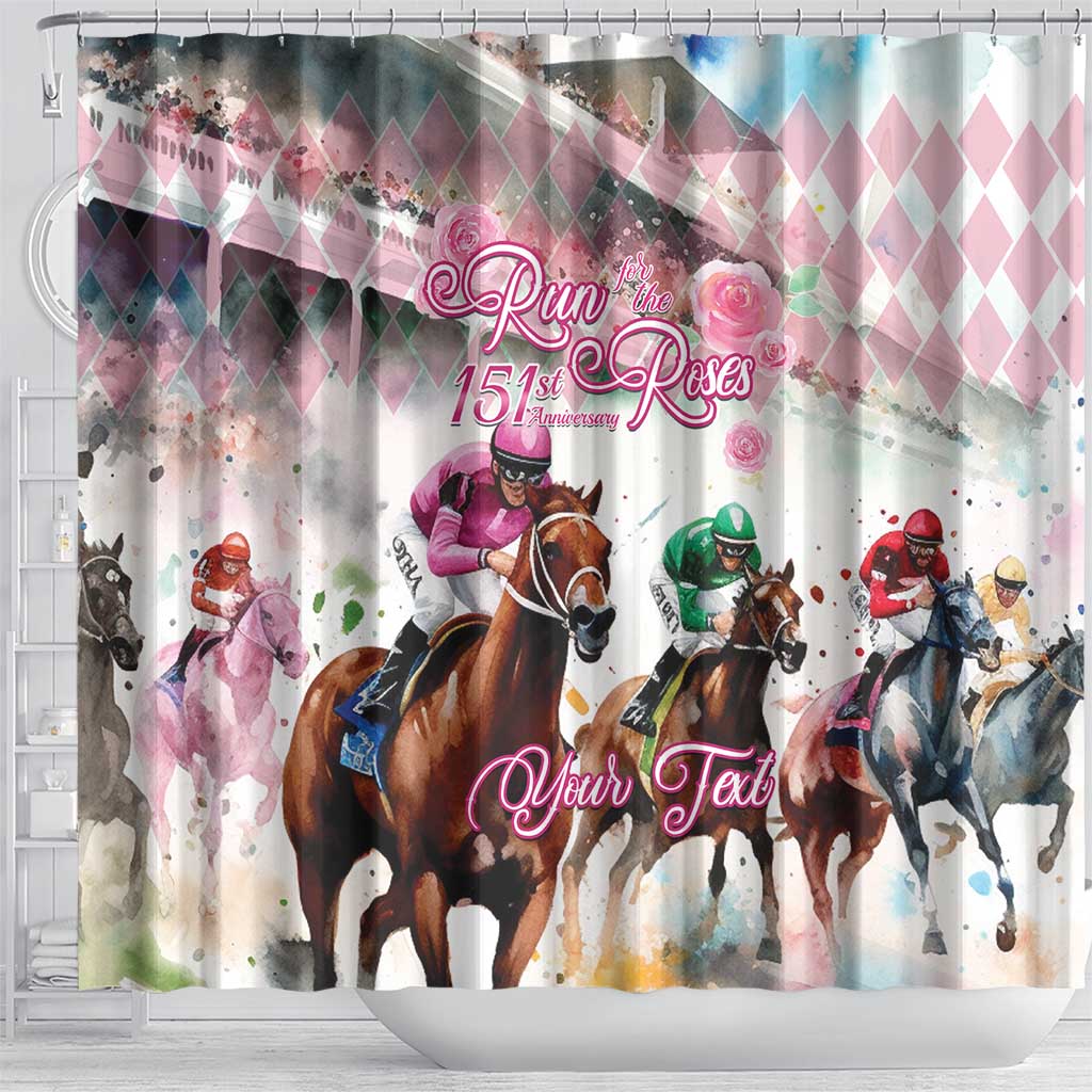 Personalized Kentucky Horse Racing Shower Curtain 151st Anniversary Run For The Roses