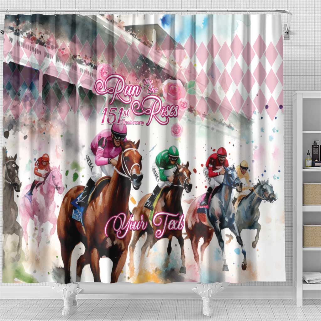 Personalized Kentucky Horse Racing Shower Curtain 151st Anniversary Run For The Roses
