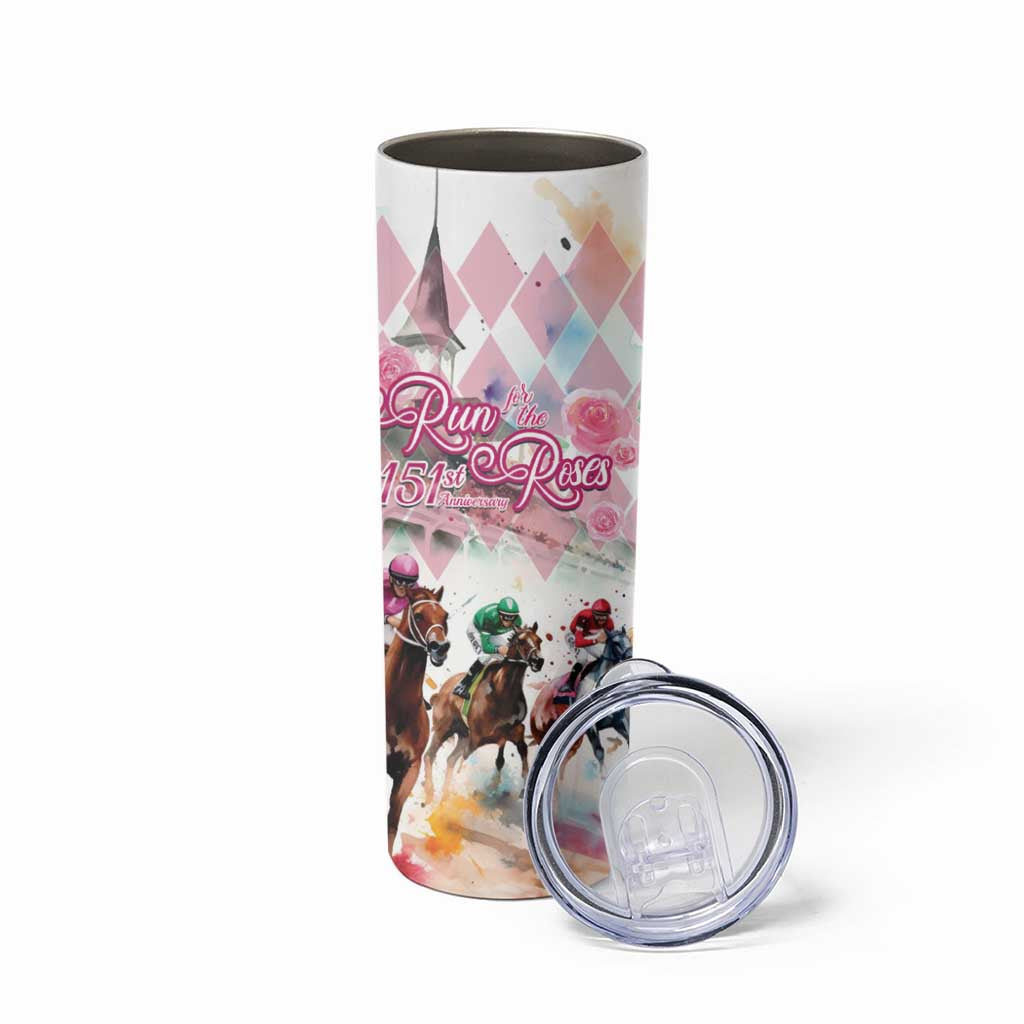 Personalized Kentucky Horse Racing Skinny Tumbler 151st Anniversary Run For The Roses