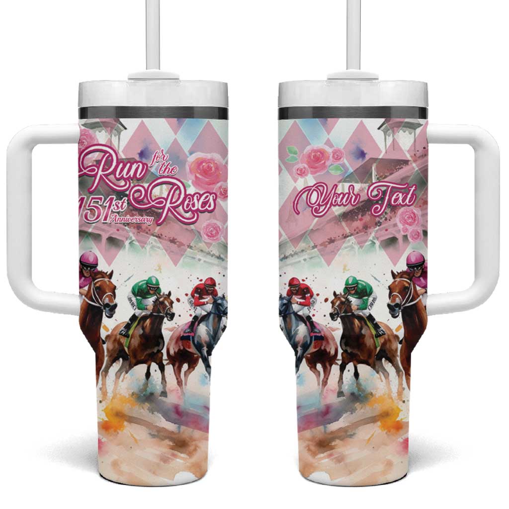 Personalized Kentucky Horse Racing Tumbler With Handle 151st Anniversary Run For The Roses