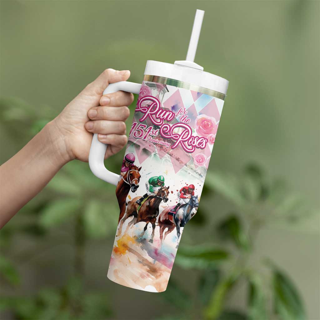 Personalized Kentucky Horse Racing Tumbler With Handle 151st Anniversary Run For The Roses