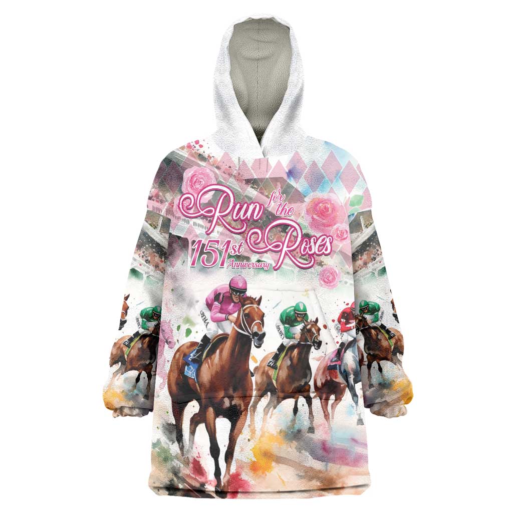Personalized Kentucky Horse Racing Wearable Blanket Hoodie 151st Anniversary Run For The Roses