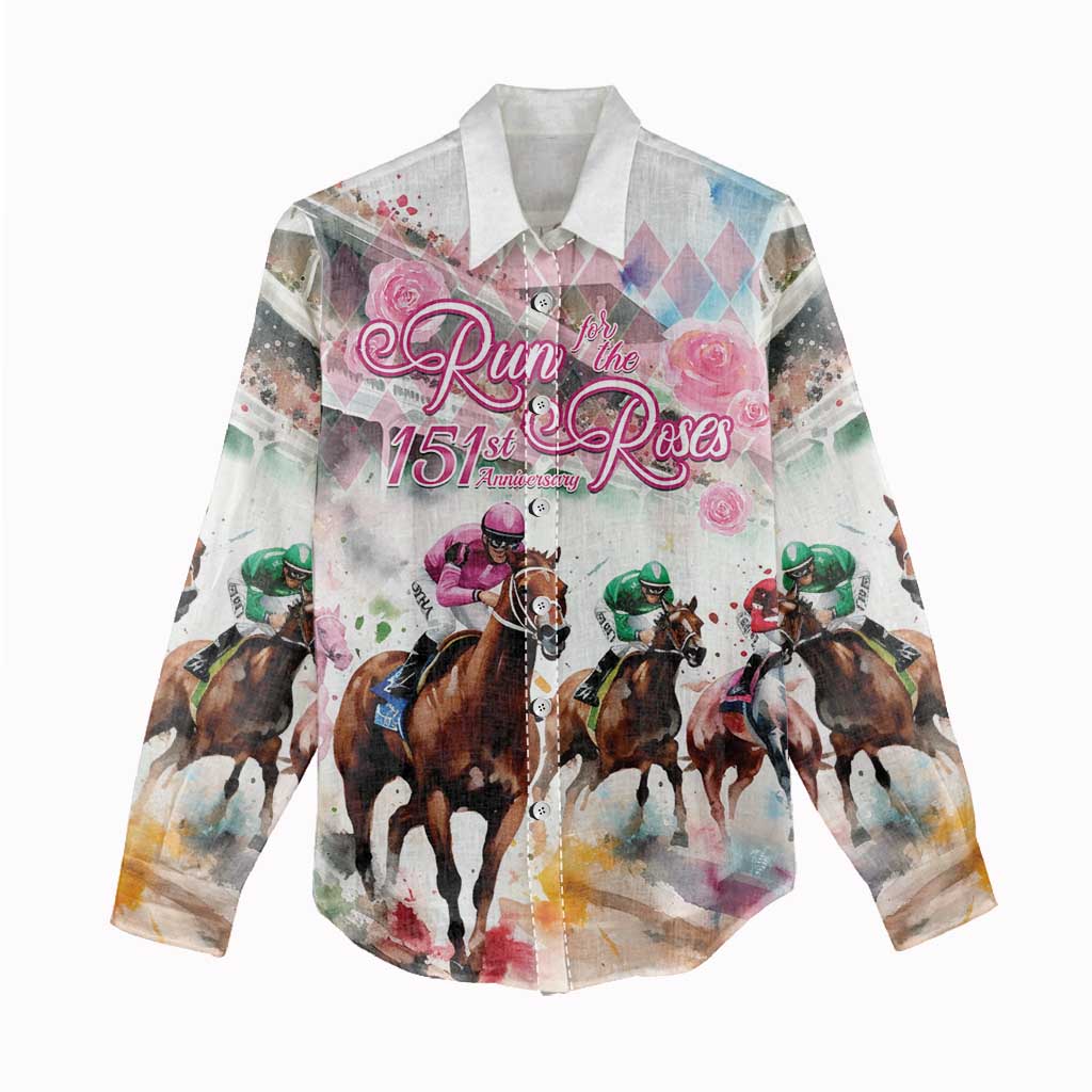 Personalized Kentucky Horse Racing Women Casual Shirt 151st Anniversary Run For The Roses