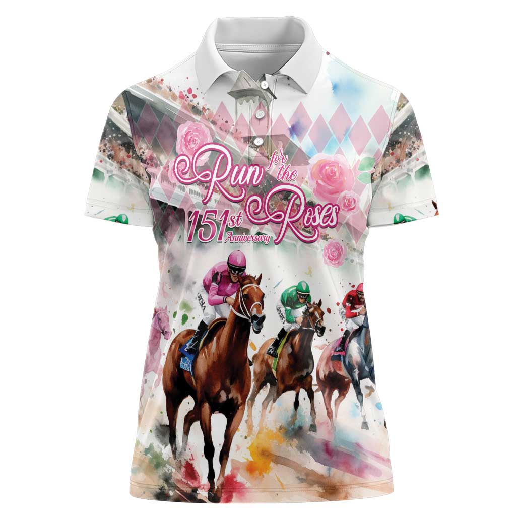Personalized Kentucky Horse Racing Women Polo Shirt 151st Anniversary Run For The Roses