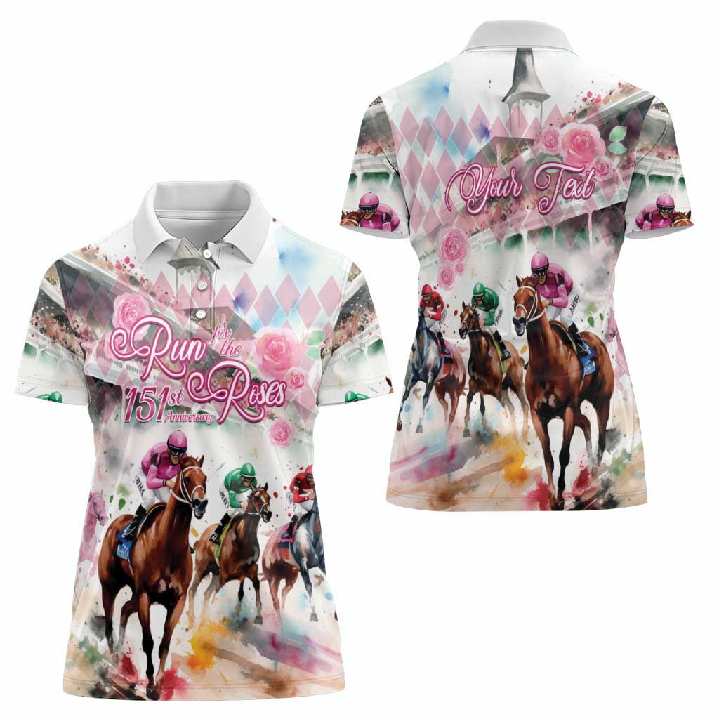 Personalized Kentucky Horse Racing Women Polo Shirt 151st Anniversary Run For The Roses