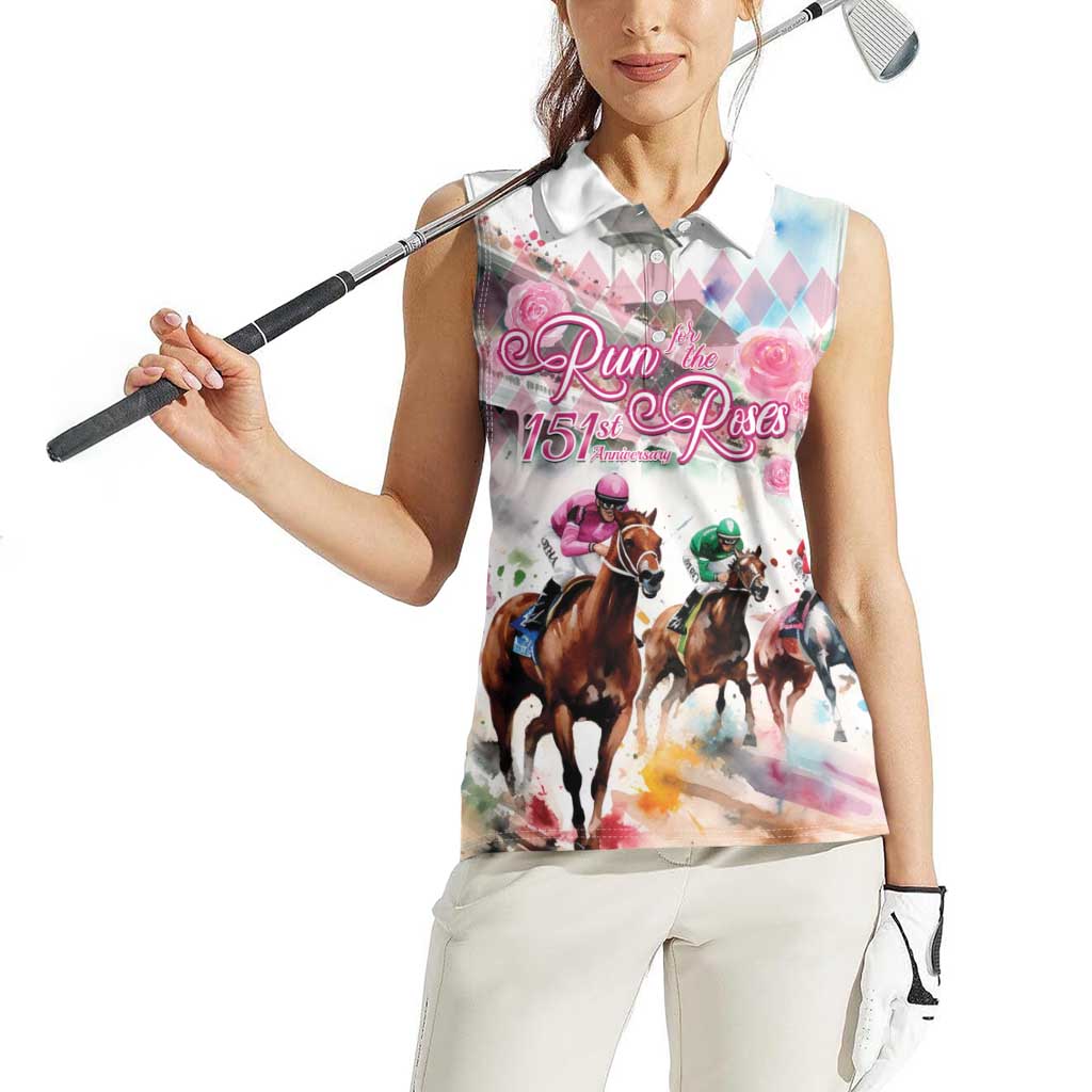 Personalized Kentucky Horse Racing Women Sleeveless Polo Shirt 151st Anniversary Run For The Roses