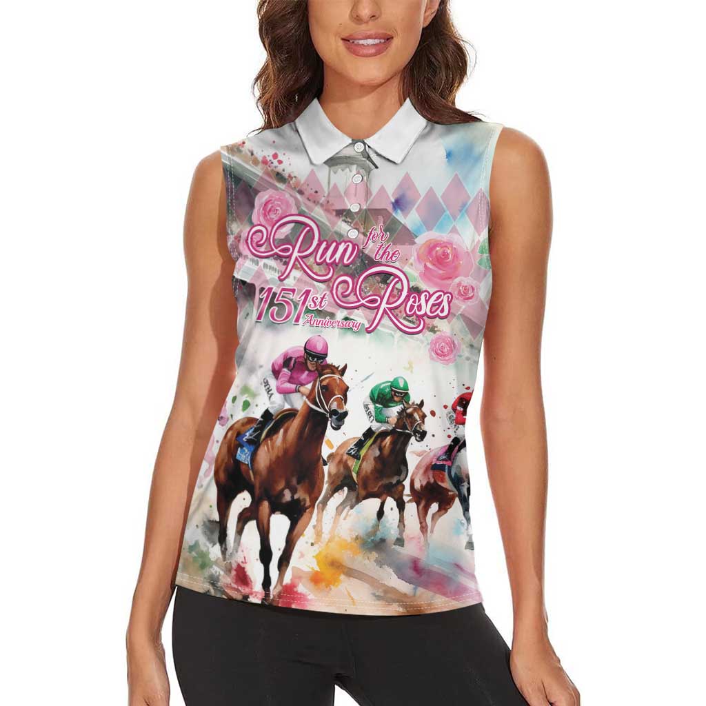 Personalized Kentucky Horse Racing Women Sleeveless Polo Shirt 151st Anniversary Run For The Roses