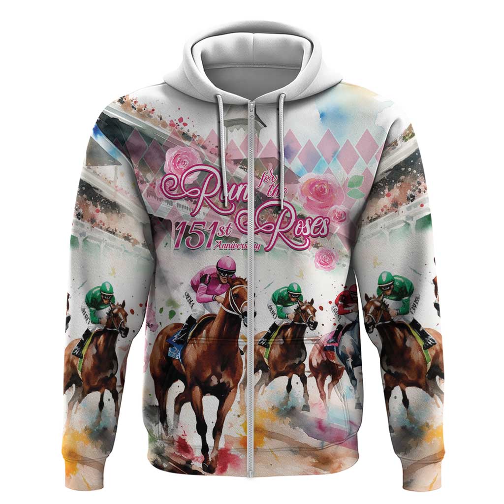 Personalized Kentucky Horse Racing Zip Hoodie 151st Anniversary Run For The Roses