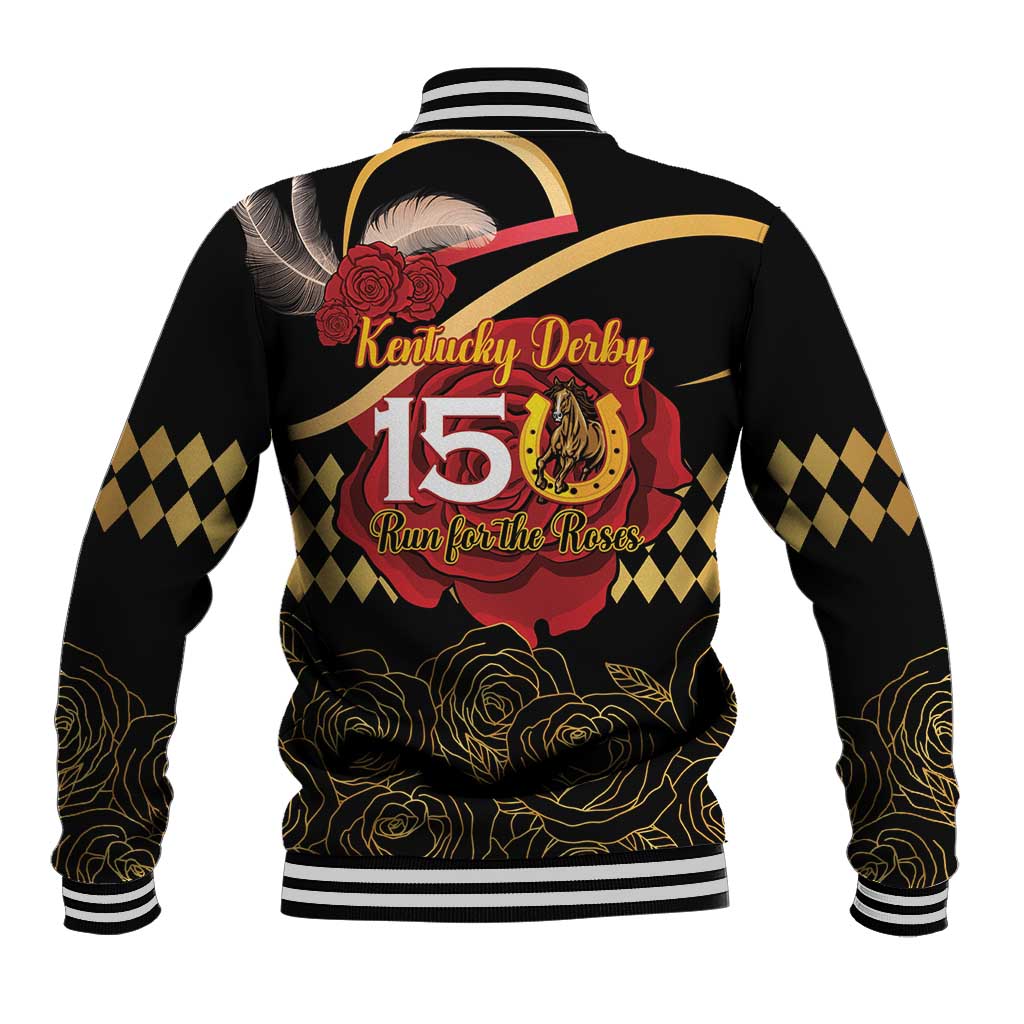 Kentucky Horse Racing Baseball Jacket Celebrating 151 Years Horseshoe With Roses