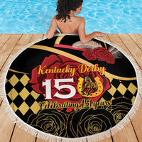 Kentucky Horse Racing Beach Blanket Celebrating 151 Years Horseshoe With Roses