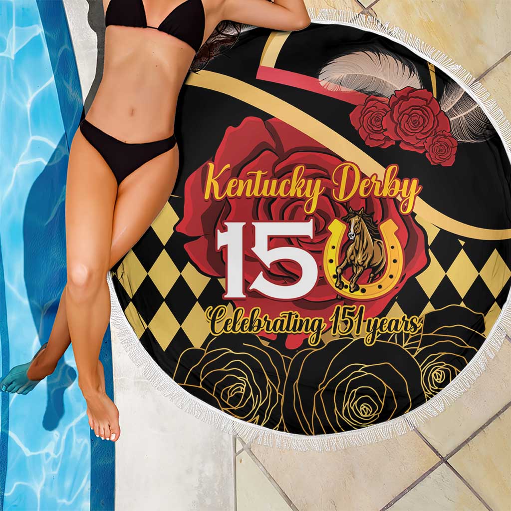 Kentucky Horse Racing Beach Blanket Celebrating 151 Years Horseshoe With Roses