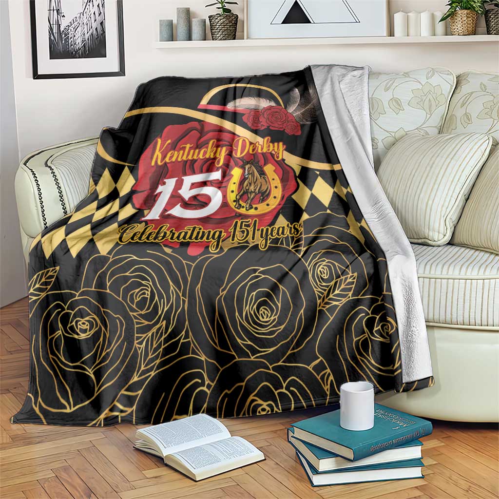 Kentucky Horse Racing Blanket Celebrating 151 Years Horseshoe With Roses