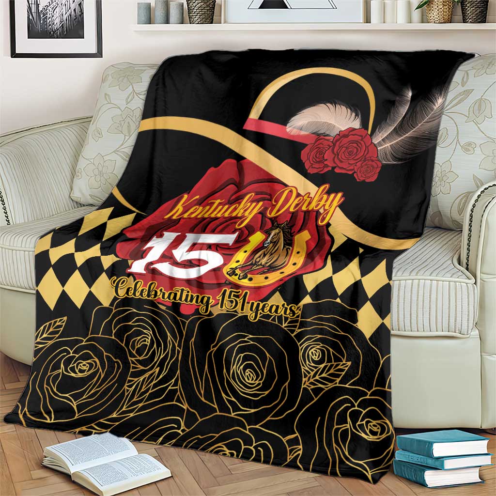Kentucky Horse Racing Blanket Celebrating 151 Years Horseshoe With Roses