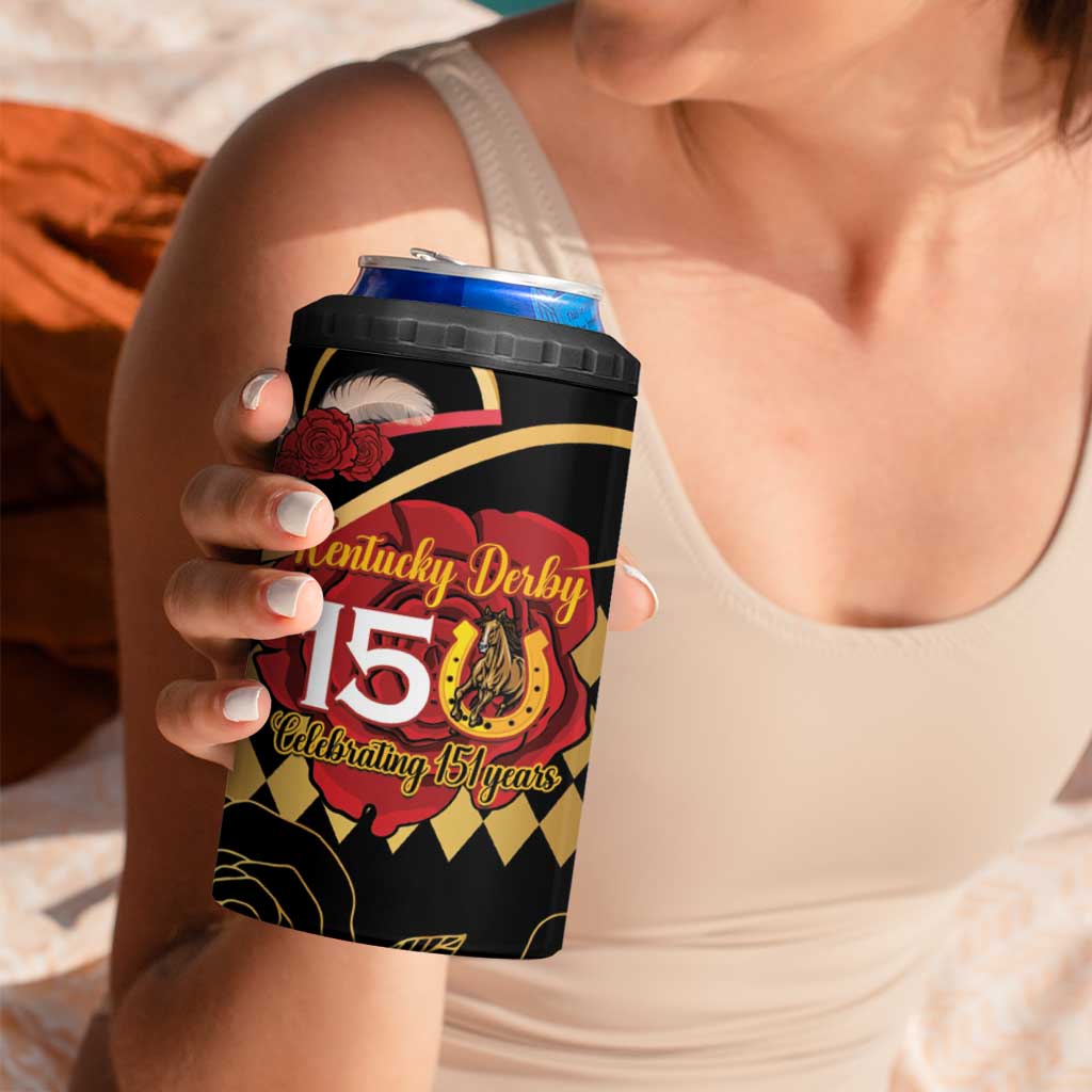Kentucky Horse Racing 4 in 1 Can Cooler Tumbler Celebrating 151 Years Horseshoe With Roses