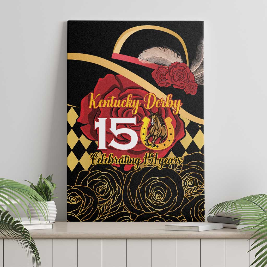 Kentucky Horse Racing Canvas Wall Art Celebrating 151 Years Horseshoe With Roses