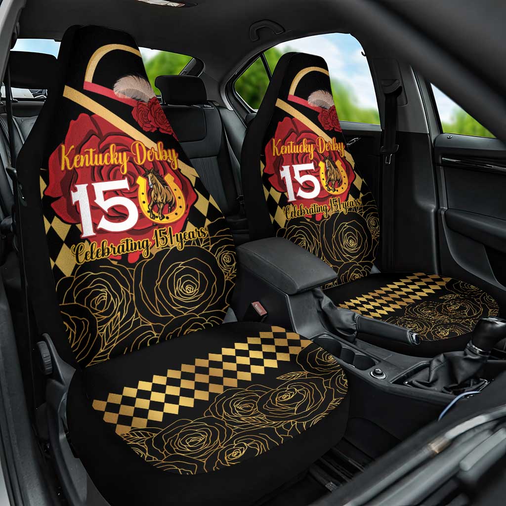 Kentucky Horse Racing Car Seat Cover Celebrating 151 Years Horseshoe With Roses