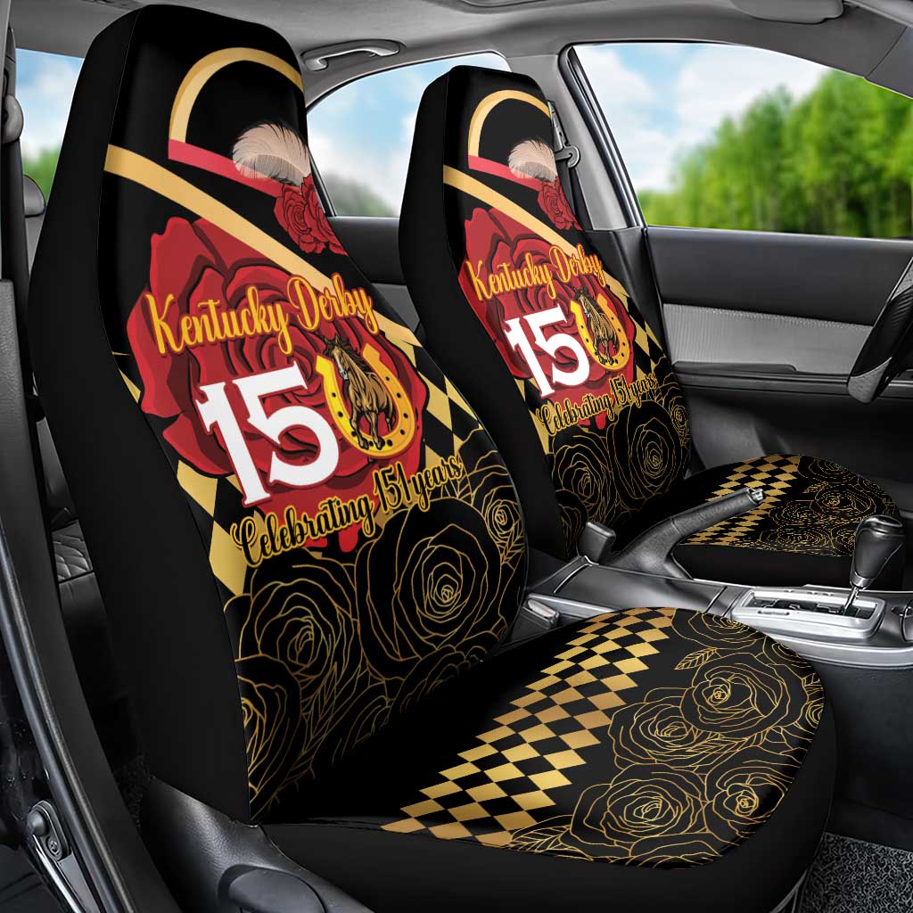 Kentucky Horse Racing Car Seat Cover Celebrating 151 Years Horseshoe With Roses