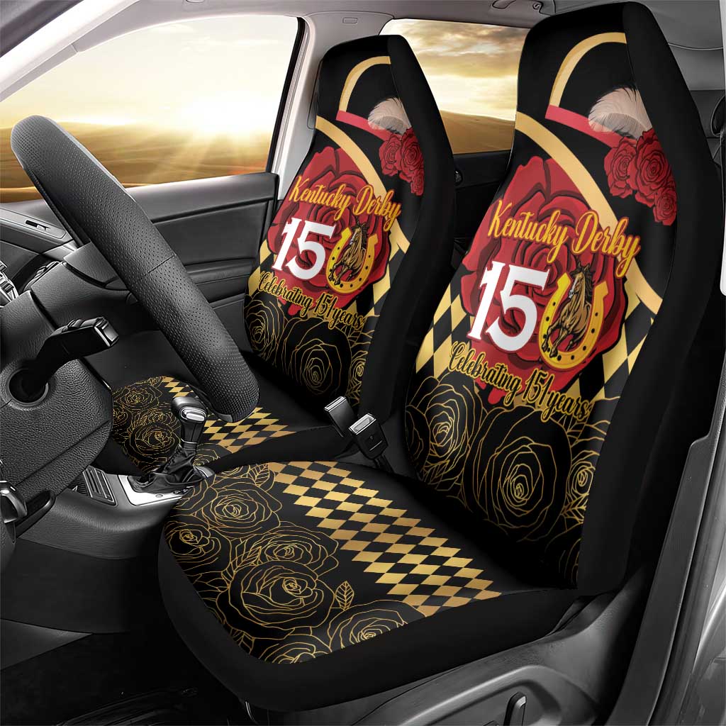 Kentucky Horse Racing Car Seat Cover Celebrating 151 Years Horseshoe With Roses