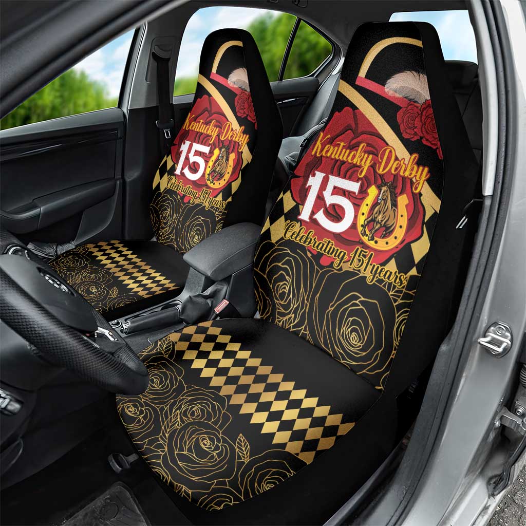 Kentucky Horse Racing Car Seat Cover Celebrating 151 Years Horseshoe With Roses