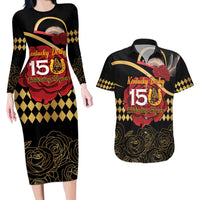 Kentucky Horse Racing Couples Matching Long Sleeve Bodycon Dress and Hawaiian Shirt Celebrating 151 Years Horseshoe With Roses