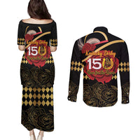 Kentucky Horse Racing Couples Matching Puletasi and Long Sleeve Button Shirt Celebrating 151 Years Horseshoe With Roses