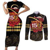 Kentucky Horse Racing Couples Matching Short Sleeve Bodycon Dress and Long Sleeve Button Shirt Celebrating 151 Years Horseshoe With Roses