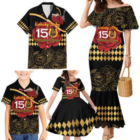 Kentucky Horse Racing Family Matching Mermaid Dress and Hawaiian Shirt Celebrating 151 Years Horseshoe With Roses