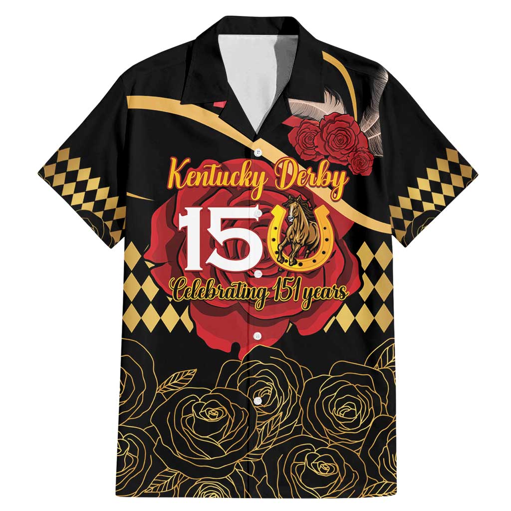 Kentucky Horse Racing Family Matching Mermaid Dress and Hawaiian Shirt Celebrating 151 Years Horseshoe With Roses
