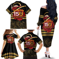Kentucky Horse Racing Family Matching Off The Shoulder Long Sleeve Dress and Hawaiian Shirt Celebrating 151 Years Horseshoe With Roses
