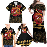 Kentucky Horse Racing Family Matching Off Shoulder Maxi Dress and Hawaiian Shirt Celebrating 151 Years Horseshoe With Roses