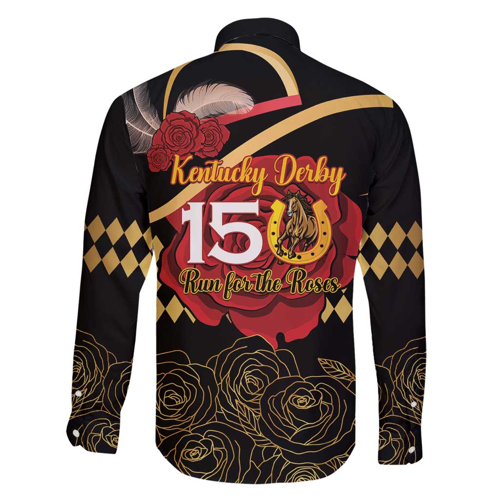 Kentucky Horse Racing Family Matching Off Shoulder Maxi Dress and Hawaiian Shirt Celebrating 151 Years Horseshoe With Roses