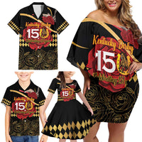 Kentucky Horse Racing Family Matching Off Shoulder Short Dress and Hawaiian Shirt Celebrating 151 Years Horseshoe With Roses