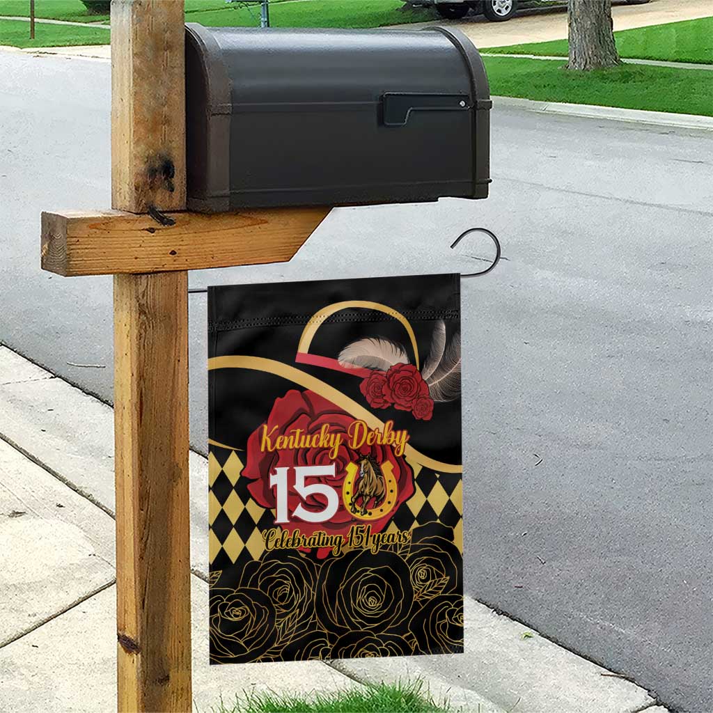 Kentucky Horse Racing Garden Flag Celebrating 151 Years Horseshoe With Roses