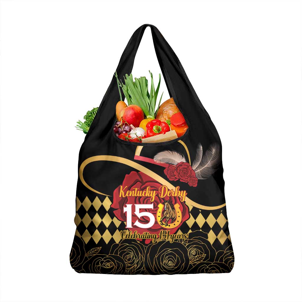 Kentucky Horse Racing Grocery Bag Celebrating 151 Years Horseshoe With Roses