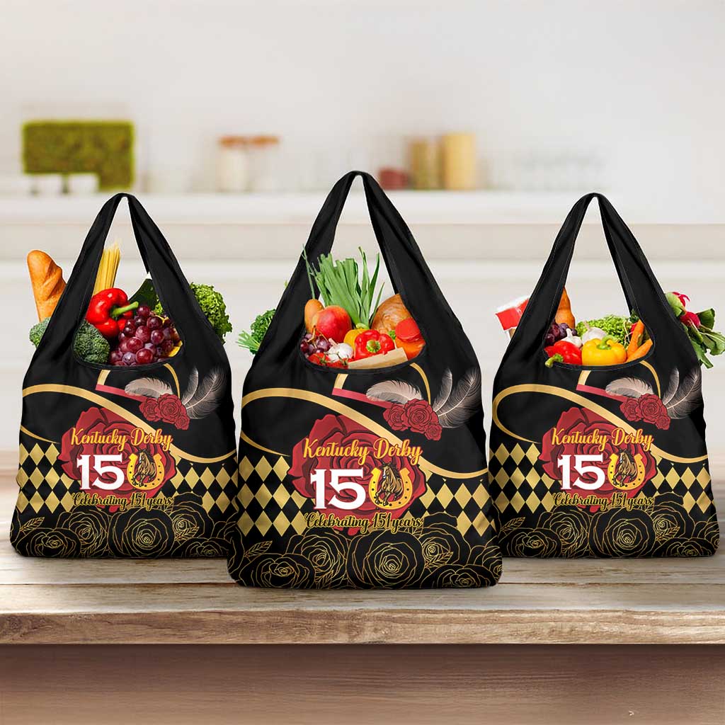 Kentucky Horse Racing Grocery Bag Celebrating 151 Years Horseshoe With Roses