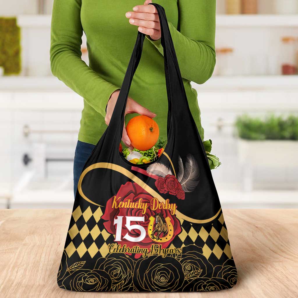 Kentucky Horse Racing Grocery Bag Celebrating 151 Years Horseshoe With Roses